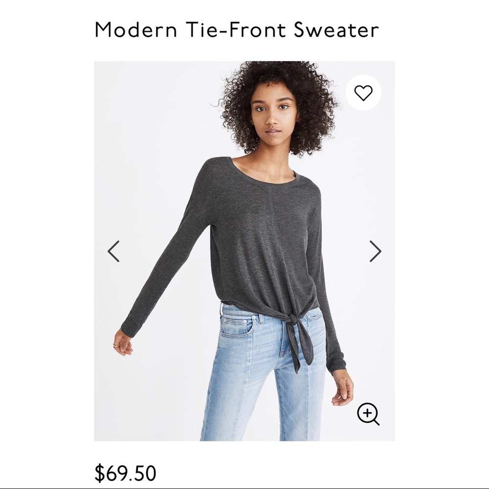 Madewell Modern Tie-Front Sweater in Beige Cream